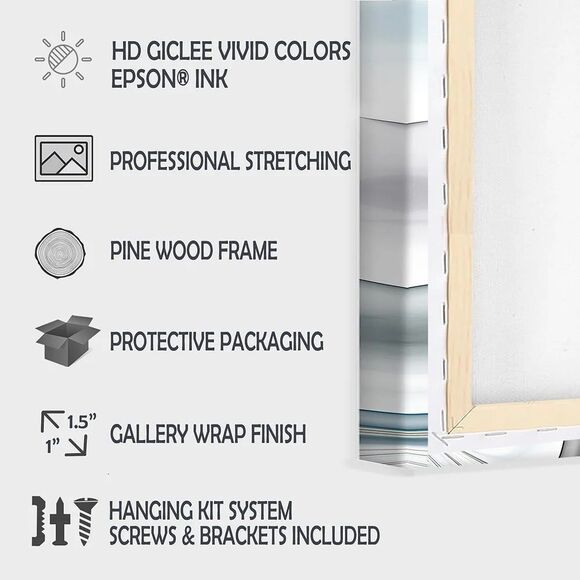 3 Panel Fractal Abstract Floral Wall Art - Black/White Abstract Art ~36"x28" - Picture 7 of 7